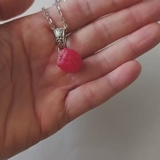 Yummy Berry: Raspberry Pendant Polymer Clay.