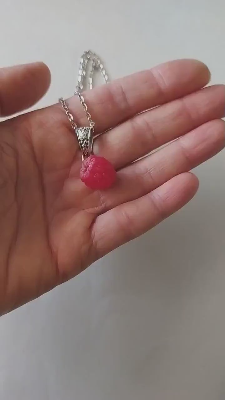 Yummy Berry: Raspberry Pendant Polymer Clay.