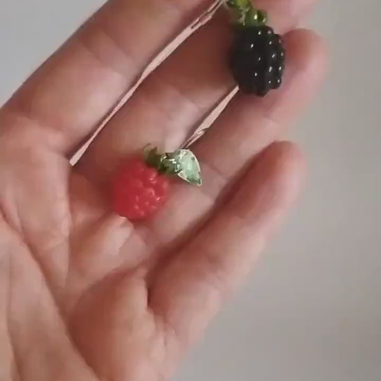 Sweet Duo: Blackberry & Raspberry Earrings Polymer Clay.