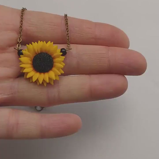 Ray of Light: Sunflower Necklace Polymer Clay.