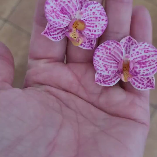 Silk Petals: Orchid Earrings Polymer Clay.