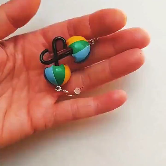 Splash of Color: Rainbow Umbrella Earrings Polymer Clay.