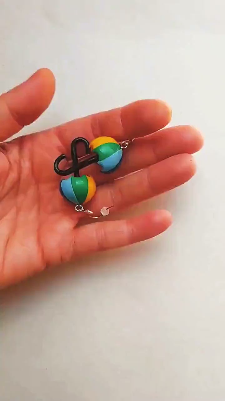 Splash of Color: Rainbow Umbrella Earrings Polymer Clay.