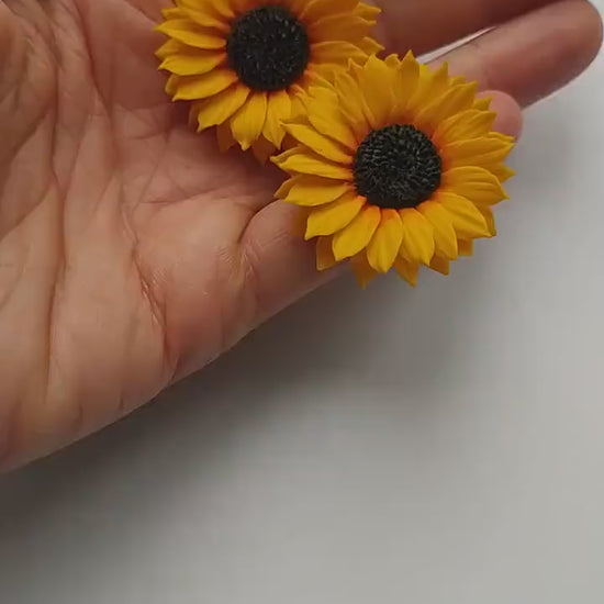 Petals of Love: Sunflower Earrings Polymer Clay.