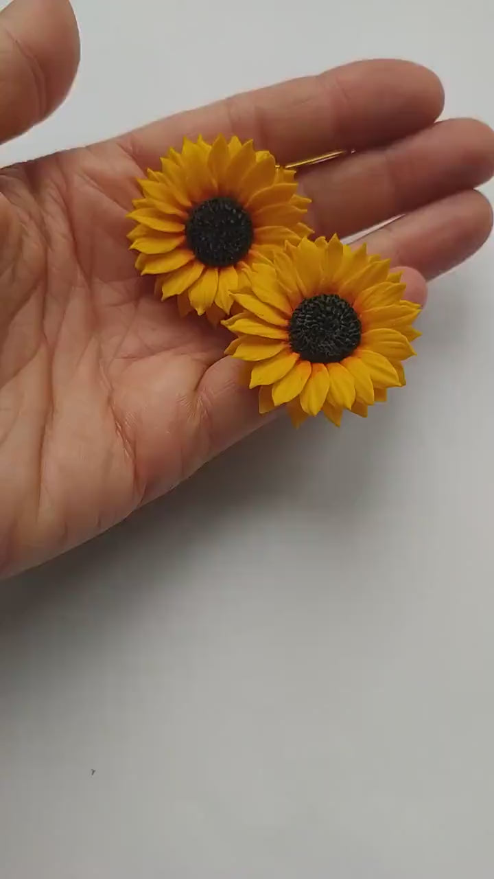 Petals of Love: Sunflower Earrings Polymer Clay.