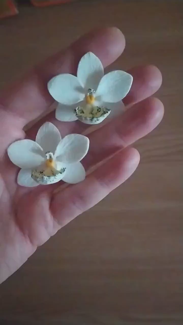 Dream Petals: Orchid Earrings Polymer Clay.