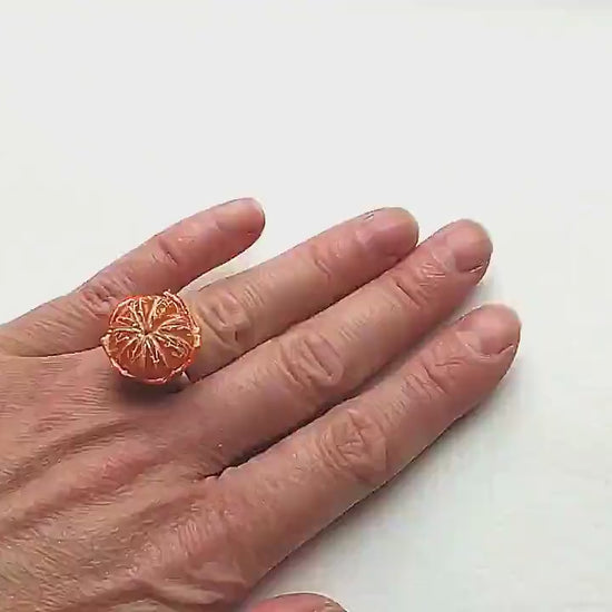 Burst of Joy: Mandarin Fruit Ring Polymer Clay