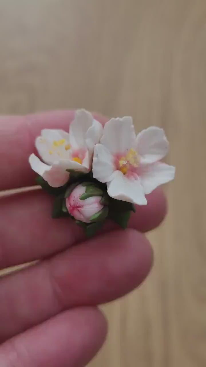 Fragrant Spring: Almond Blossom Ring Polymer Clay.