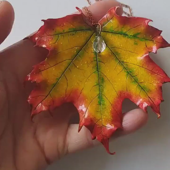 Tear of Autumn: Maple Leaf Pendant Polymer Clay.