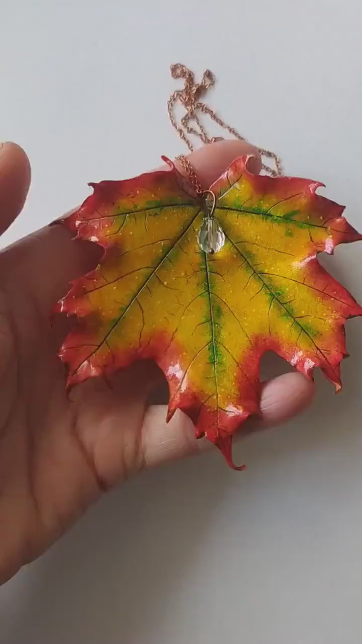 Tear of Autumn: Maple Leaf Pendant Polymer Clay.