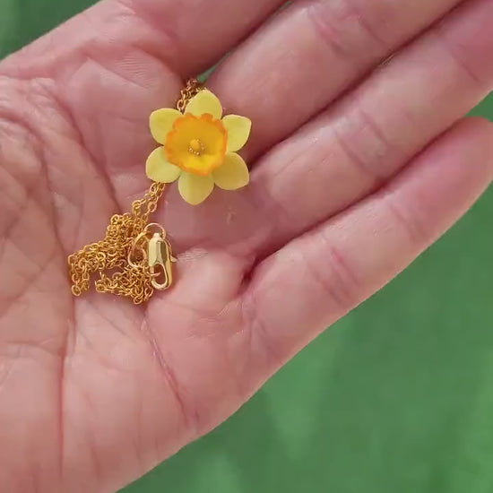 Spring Glow: Daffodil Necklace Polymer Clay.