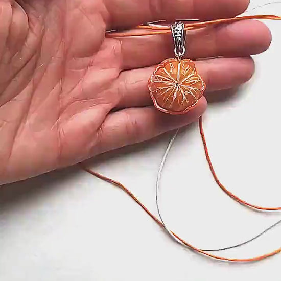 Juicy Delight:  Mandarin Polymer Clay Necklace