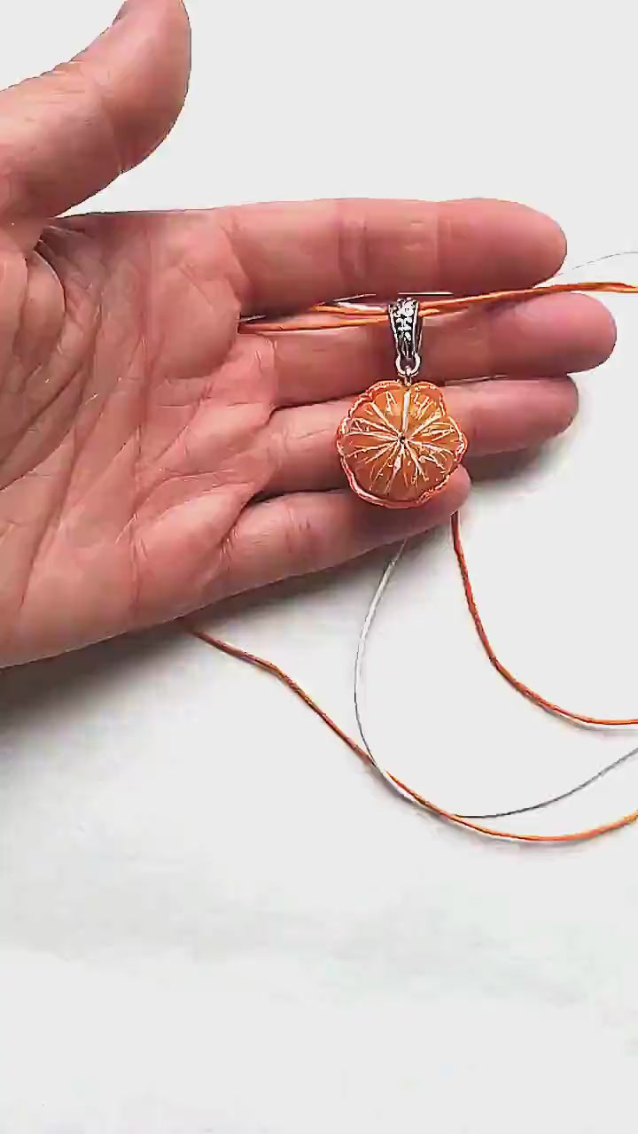 Juicy Delight:  Mandarin Polymer Clay Necklace