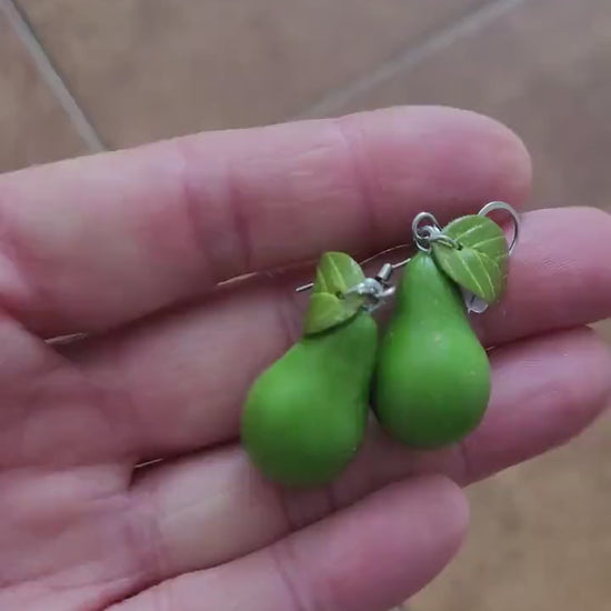 Fruity Fun: Pear Earrings Polymer Clay.