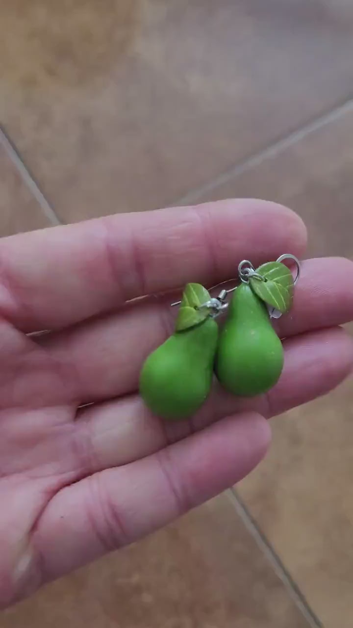 Fruity Fun: Pear Earrings Polymer Clay.