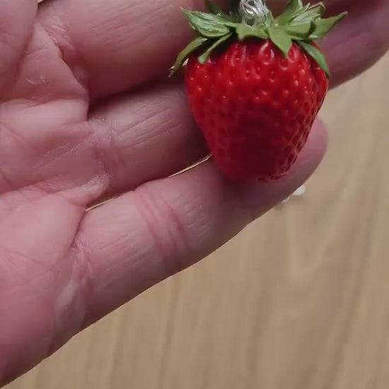 Forever Fresh: Realistic Strawberry Pendant  Polymer Clay