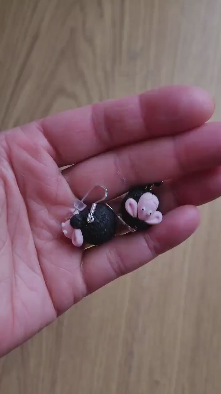 Fluffy Happiness: Sheep Earrings Polymer Clay.