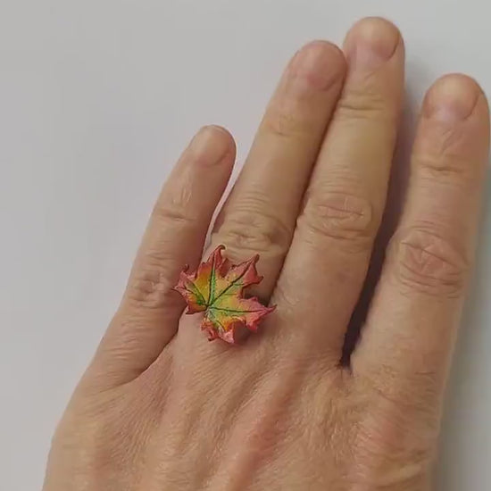 Autumn Blaze: Maple Leaf Ring Polymer Clay.