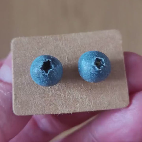 Juicy Droplets: Blueberry Earrings Polymer Clay.