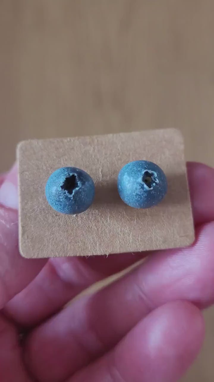 Juicy Droplets: Blueberry Earrings Polymer Clay.