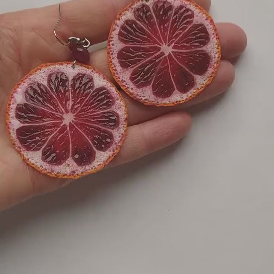 Sicilian Secret: Blood Orange Earrings Polymer Clay.