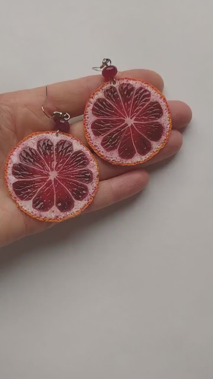 Sicilian Secret: Blood Orange Earrings Polymer Clay.