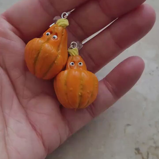 Monster Smile: Halloween Pumpkin Earrings Polymer Clay.