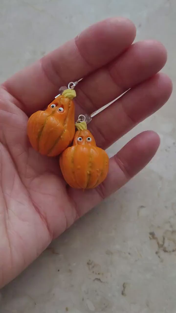 Monster Smile: Halloween Pumpkin Earrings Polymer Clay.