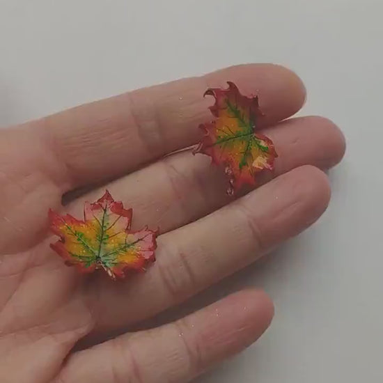 Fall Charms: Maple Leaf Earrings Polymer Clay.