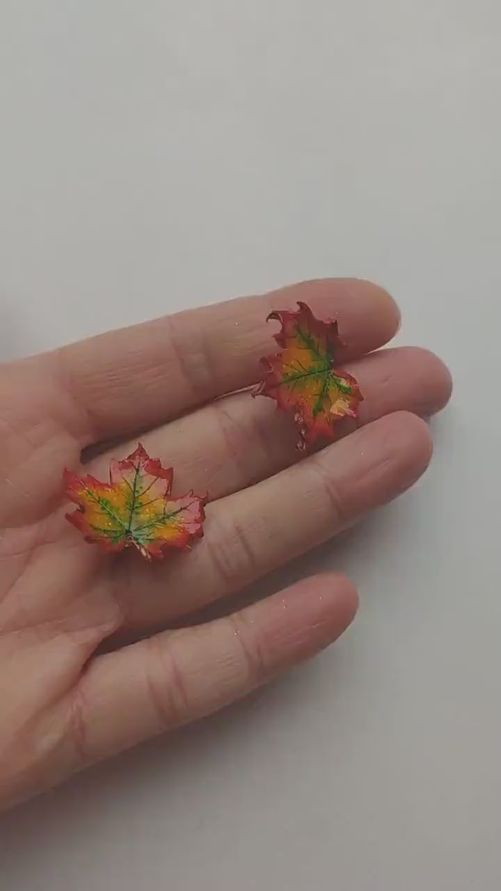 Fall Charms: Maple Leaf Earrings Polymer Clay.