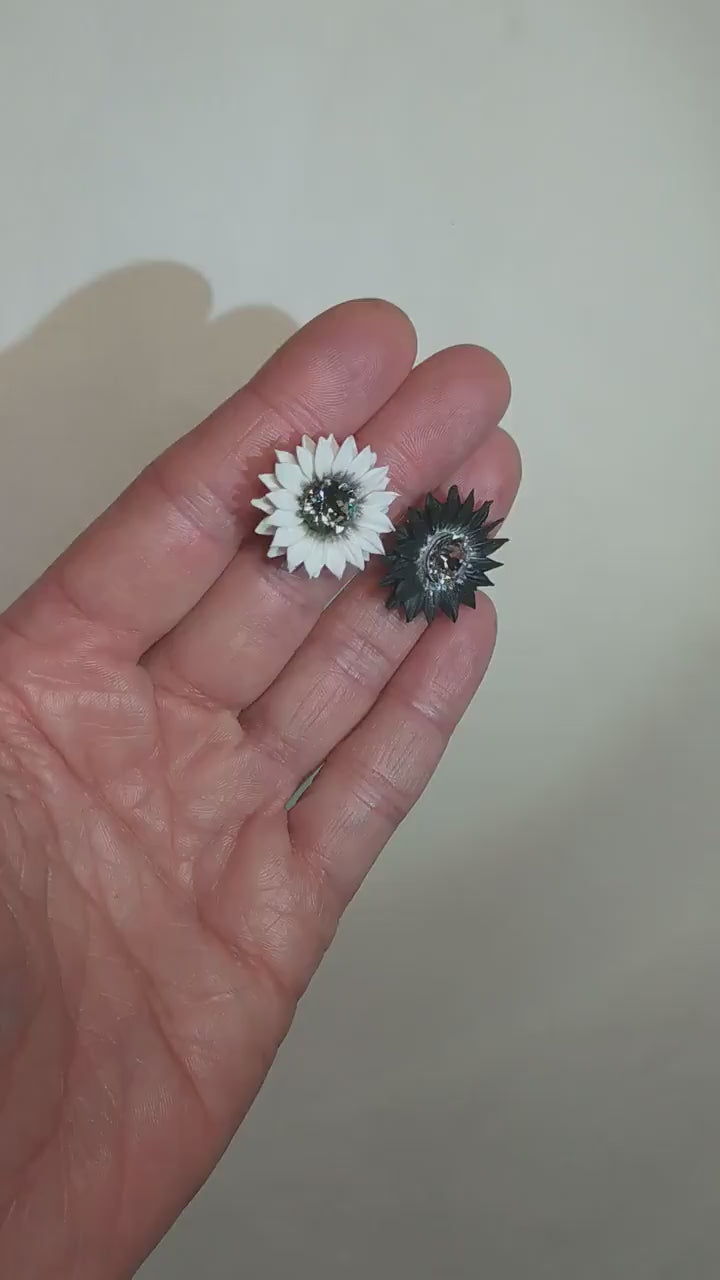 Light & Shadow: Sunflower Earrings Polymer Clay.