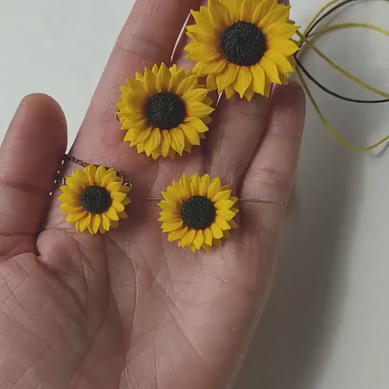 Floral Style: Sunflower Bead Polymer Clay.