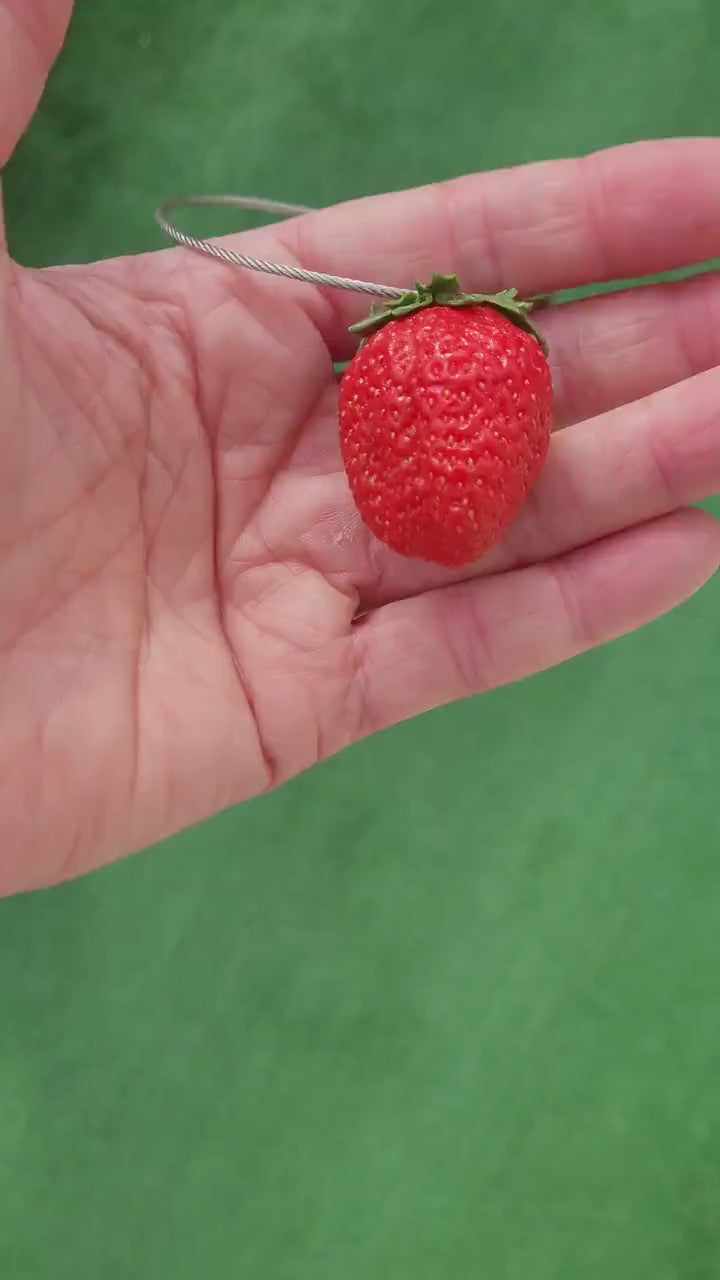 Berry Charm: Strawberry Keychain Polymer Clay.