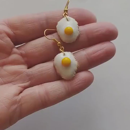 Playful Goodies: Fried Eggs Earrings Polymer Clay.