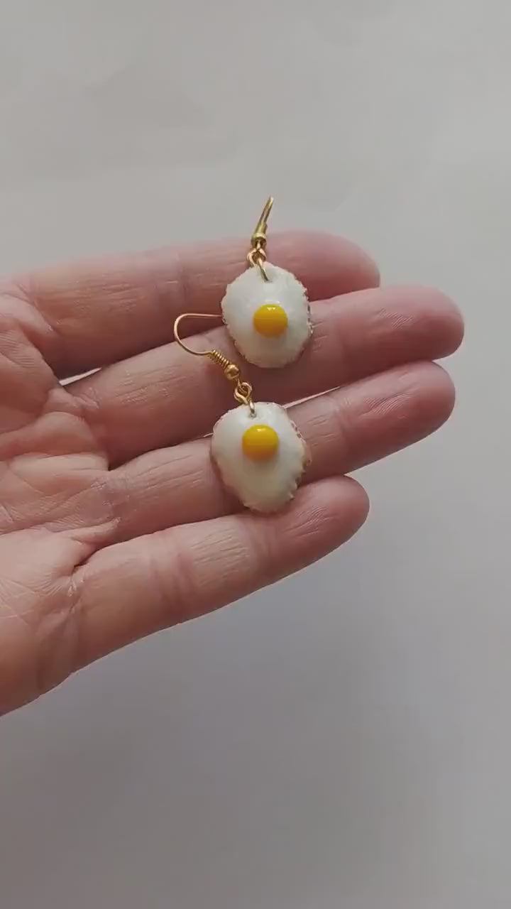 Playful Goodies: Fried Eggs Earrings Polymer Clay.