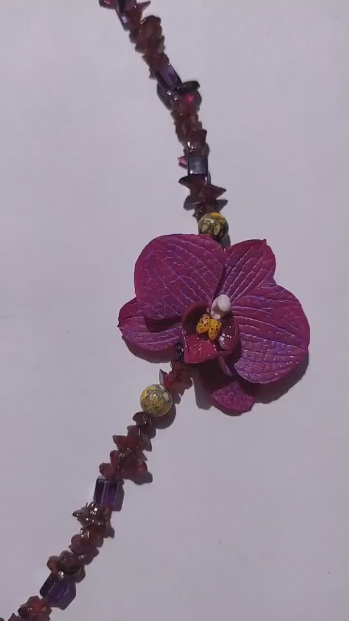 Dream Flower: Orchid Necklace Polymer Clay.