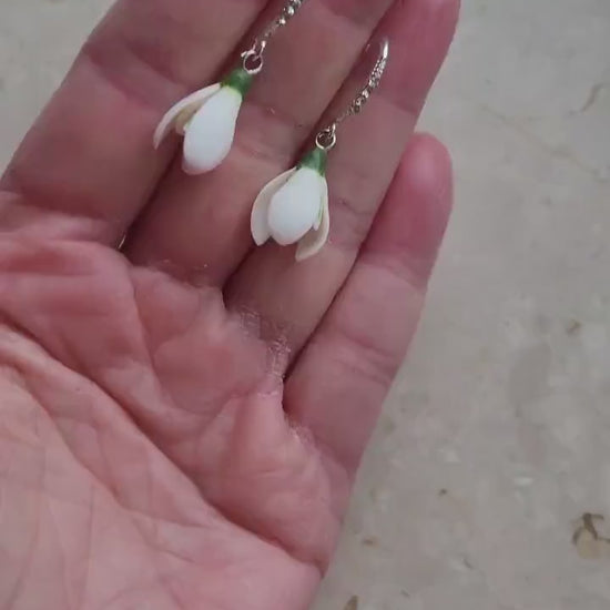 White Angels: Snowdrops Earrings Polymer Clay.