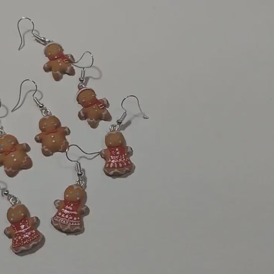 Christmas Pranksters: Gingerbread Man Earrings Polymer Clay.