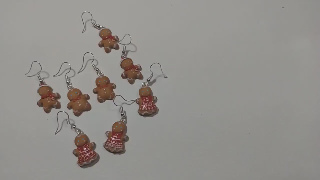 Christmas Pranksters: Gingerbread Man Earrings Polymer Clay.