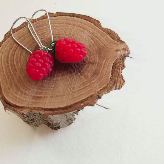 Berry Seduction: Raspberry Earrings Polymer Clay.