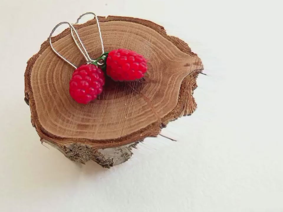 Berry Seduction: Raspberry Earrings Polymer Clay.