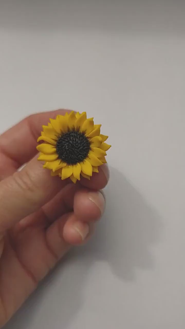 Rays of Inspiration : Sunflower Pin Polymer Clay.