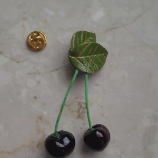 Bordeaux Passion: Cherry Pin Polymer clay.