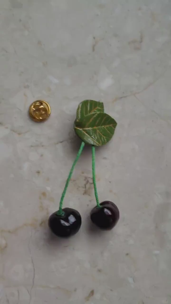 Bordeaux Passion: Cherry Pin Polymer clay.