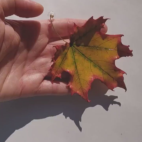 Autumn Sonnet : Maple Leaf Brooch Polymer Clay.