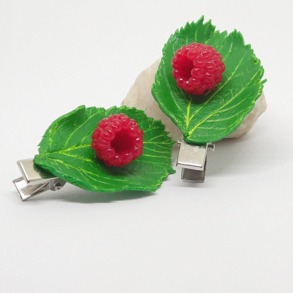 Juicy Explosion: Raspberry Barrette Polymer Clay.