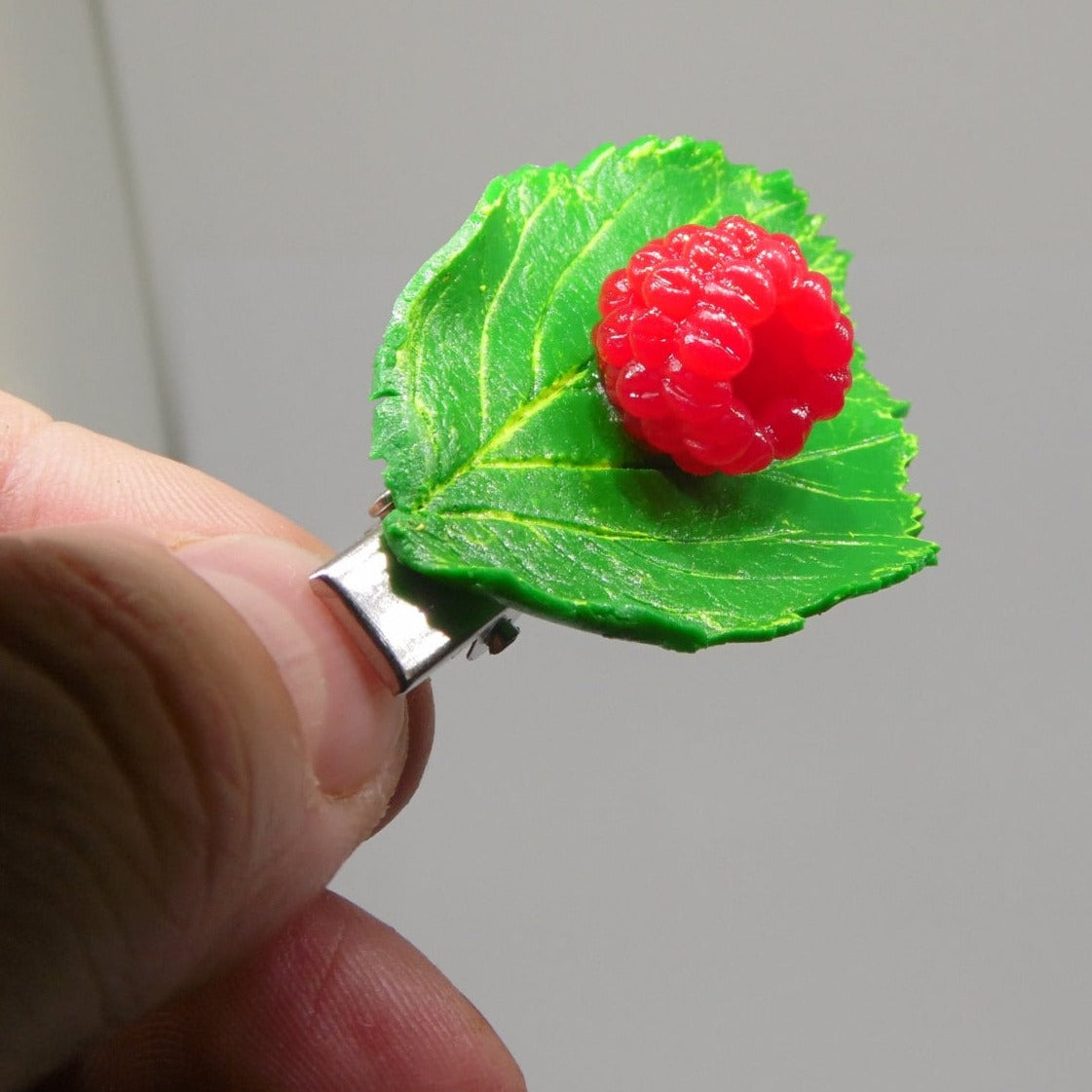 Juicy Explosion: Raspberry Barrette Polymer Clay.