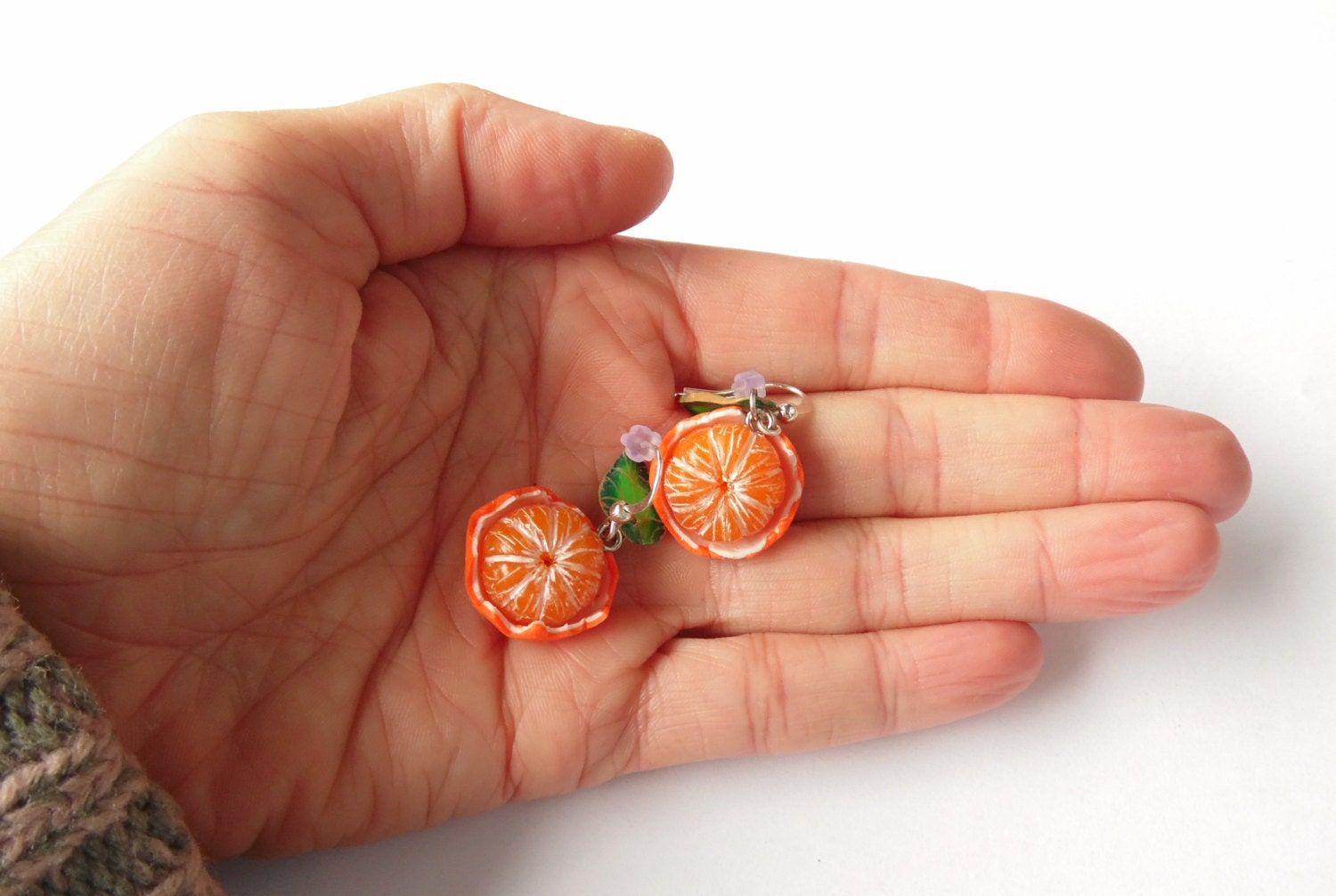 Citrus Chic: Mandarin Polymer Clay Earrings