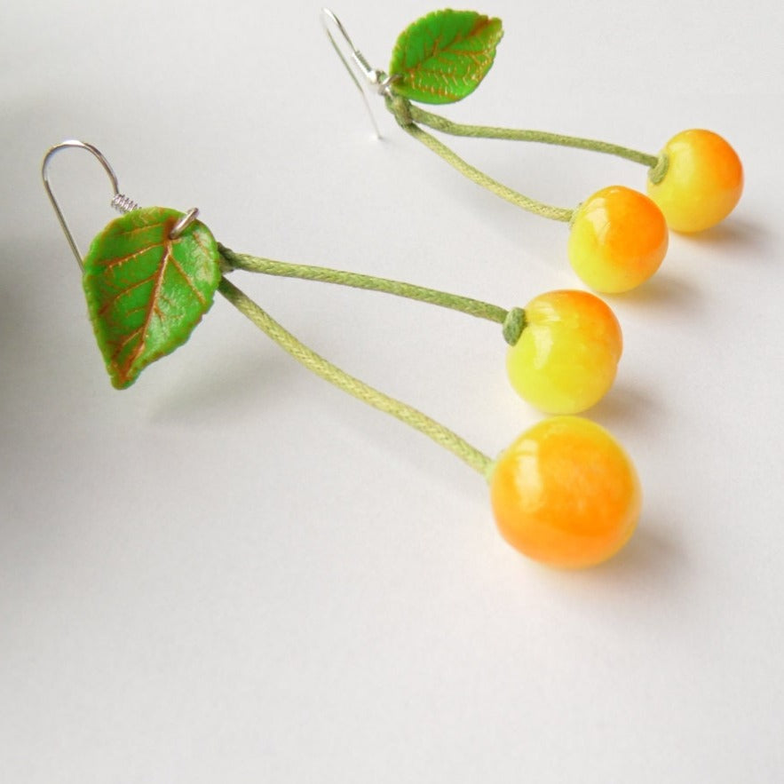 Sunshine spark: Sweet Cherry Earrings Polymer Clay.