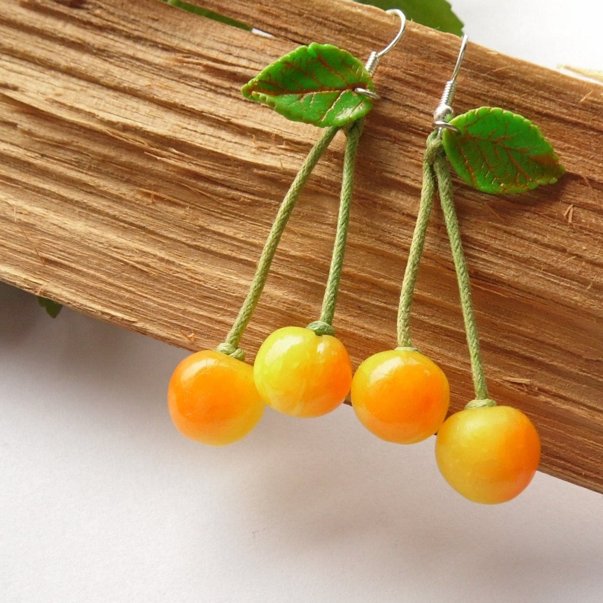 Sunshine spark: Sweet Cherry Earrings Polymer Clay.